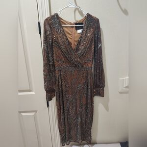 Mac Duggal Elegant Brown Beaded Dress